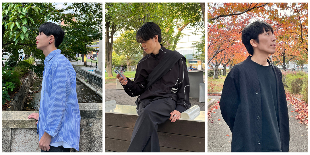 スマホで目線を外して撮影した、他撮り風のプロフィール写真